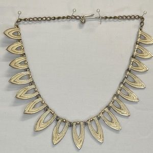Vintage Off White Flower Petal Charms Necklace on Gold Tone Chain